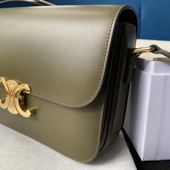 Celine Medium Triomphe Bag in Shiny Calfskin Light Khaki C03081