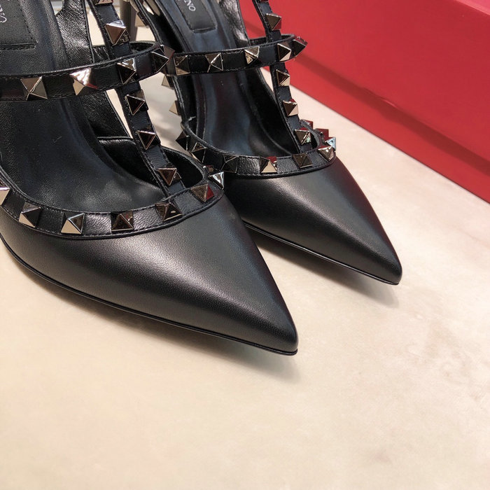 Valentino Calfskin Rockstud Caged Pump Full Black VS03082