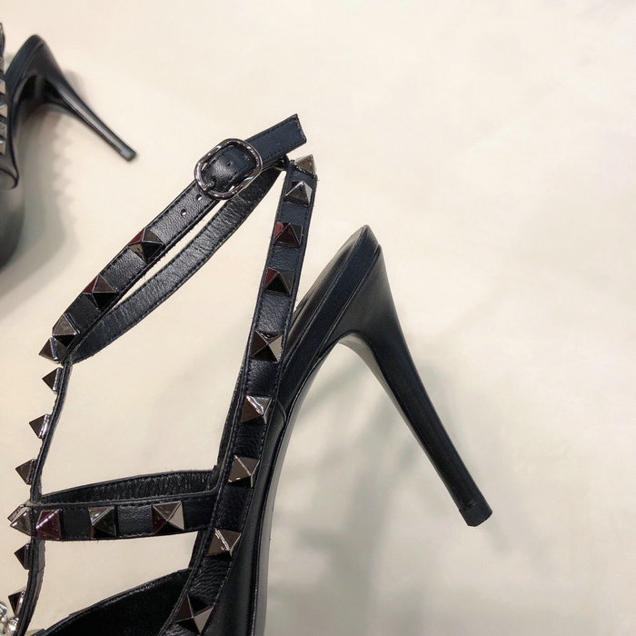 Valentino Calfskin Rockstud Caged Pump Full Black VS03082