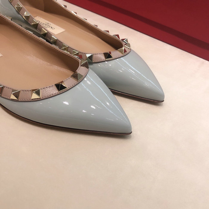 Valentino Patent Rockstud Ballet Flat Blue VS03084