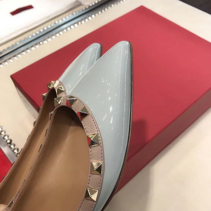 Valentino Patent Rockstud Ballet Flat Blue VS03084