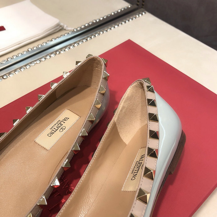 Valentino Patent Rockstud Ballet Flat Blue VS03084