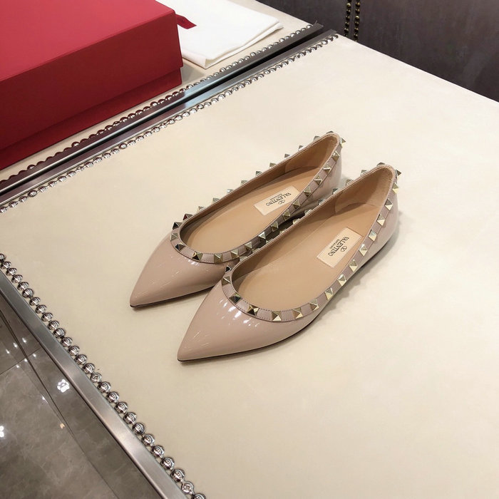 Valentino Patent Rockstud Ballet Flat Nude VS03084