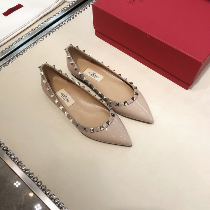 Valentino Patent Rockstud Ballet Flat Nude VS03084