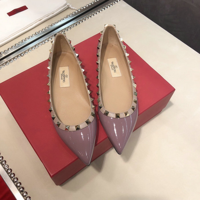 Valentino Patent Rockstud Ballet Flat Purple VS03084