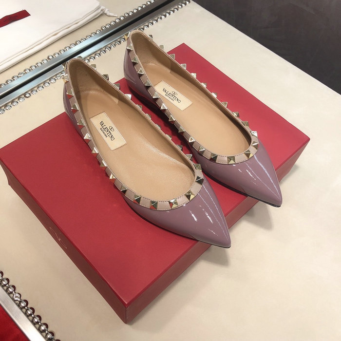 Valentino Patent Rockstud Ballet Flat Purple VS03084