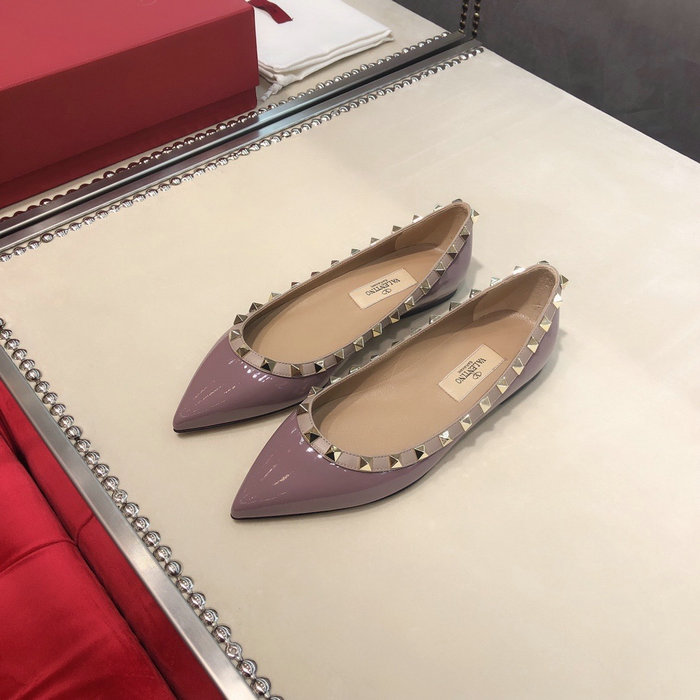 Valentino Patent Rockstud Ballet Flat Purple VS03084