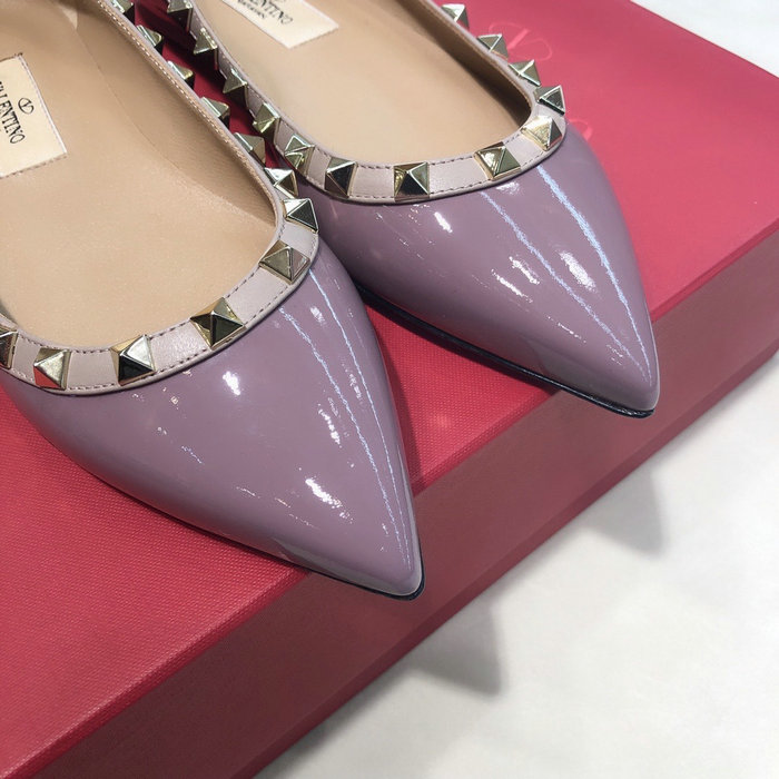 Valentino Patent Rockstud Ballet Flat Purple VS03084