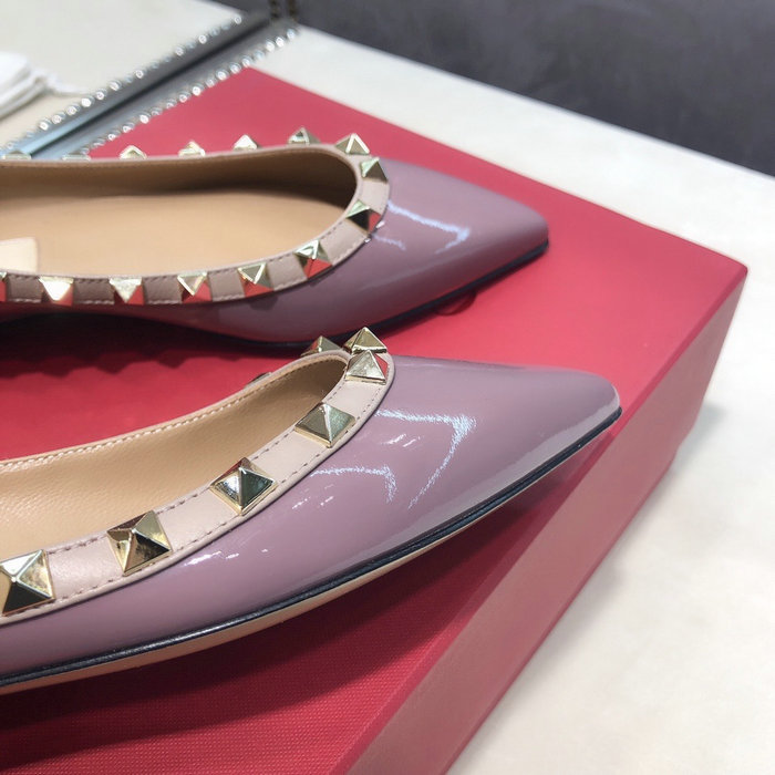 Valentino Patent Rockstud Ballet Flat Purple VS03084