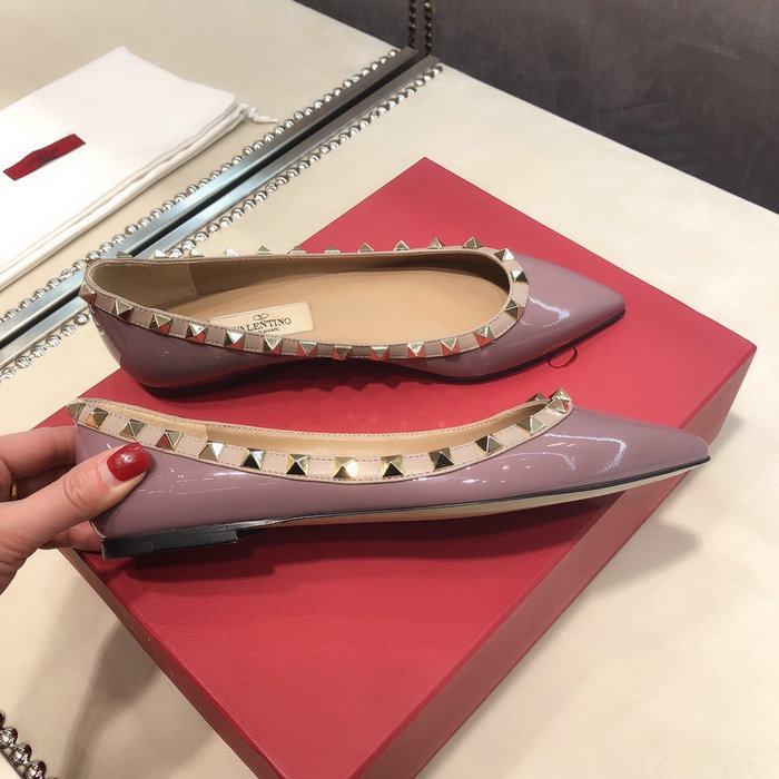 Valentino Patent Rockstud Ballet Flat Purple VS03084