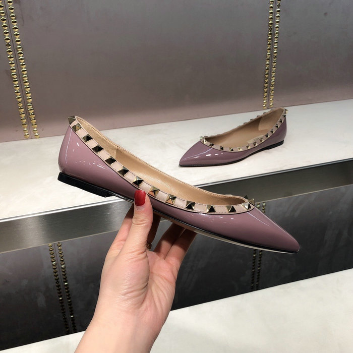 Valentino Patent Rockstud Ballet Flat Purple VS03084