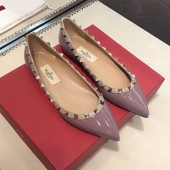 Valentino Patent Rockstud Ballet Flat Purple VS03084