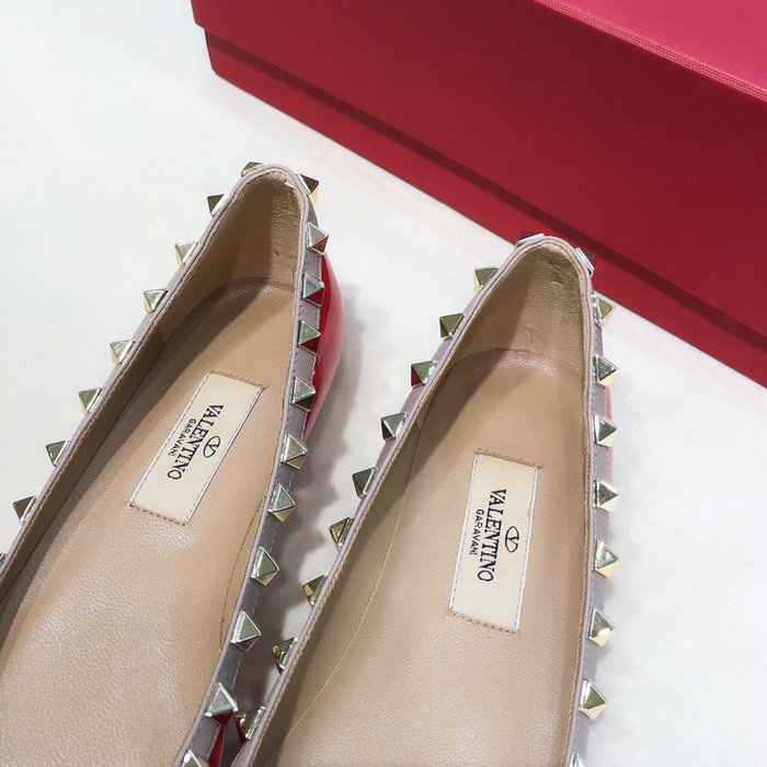 Valentino Patent Rockstud Ballet Flat Red VS03084