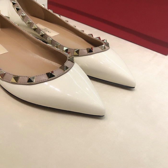 Valentino Patent Rockstud Ballet Flat White VS03084