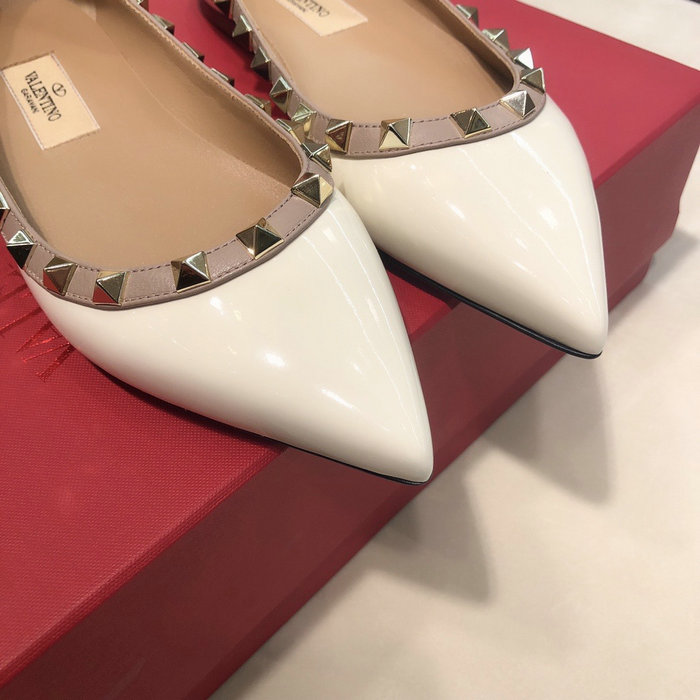 Valentino Patent Rockstud Ballet Flat White VS03084