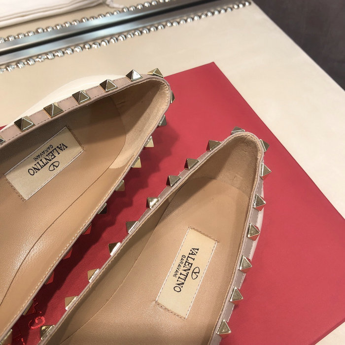 Valentino Patent Rockstud Ballet Flat White VS03084