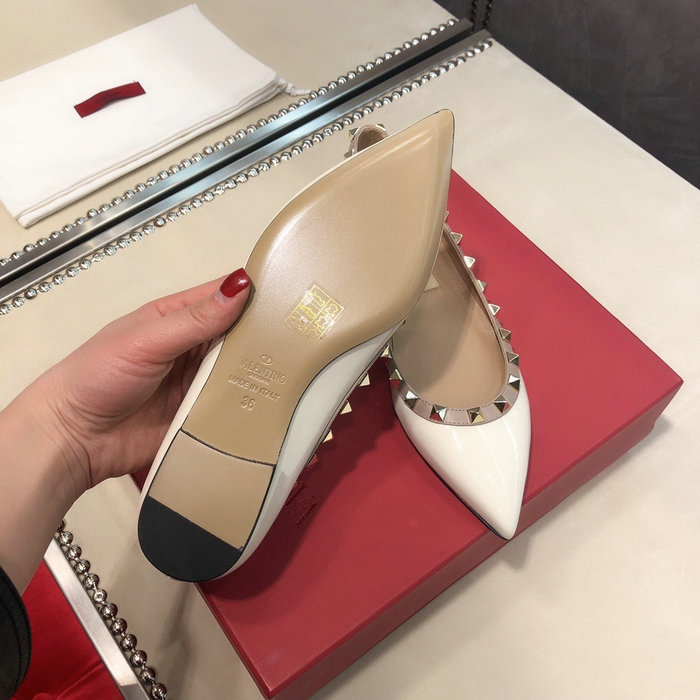 Valentino Patent Rockstud Ballet Flat White VS03084