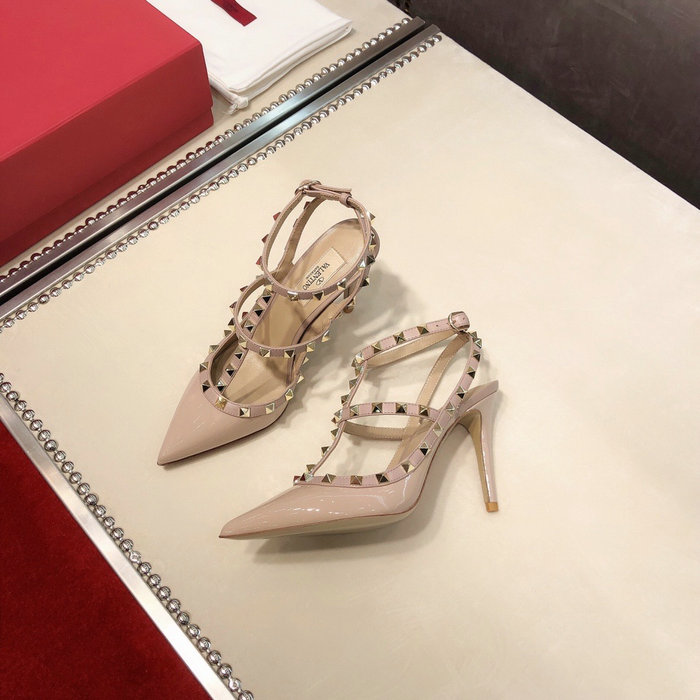 Valentino Patent Rockstud Caged Pump Nude VS03082