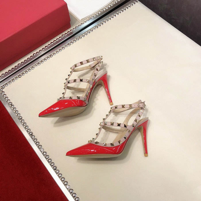 Valentino Patent Rockstud Caged Pump Red VS03082