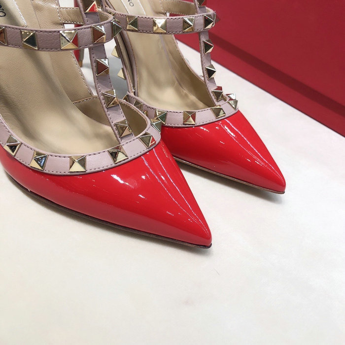 Valentino Patent Rockstud Caged Pump Red VS03082