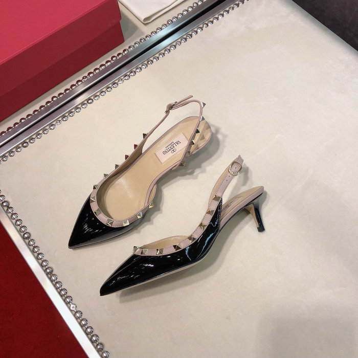 Valentino Patent Slingback Pump Black VS03085