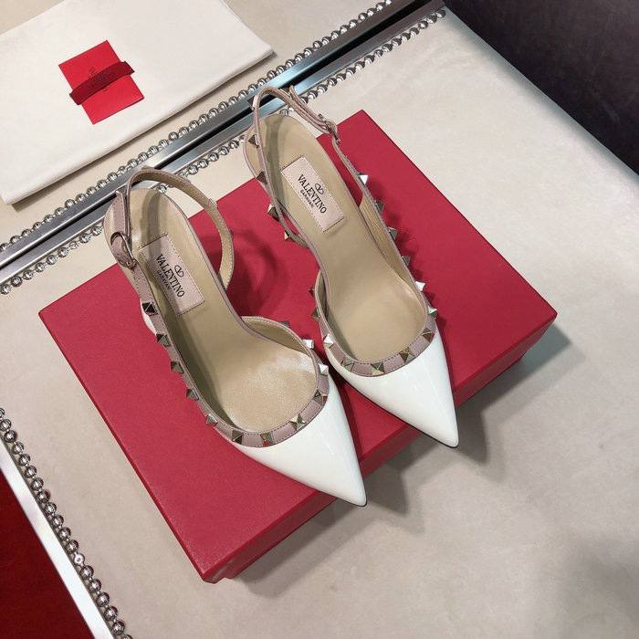 Valentino Patent Slingback Pump White VS03086