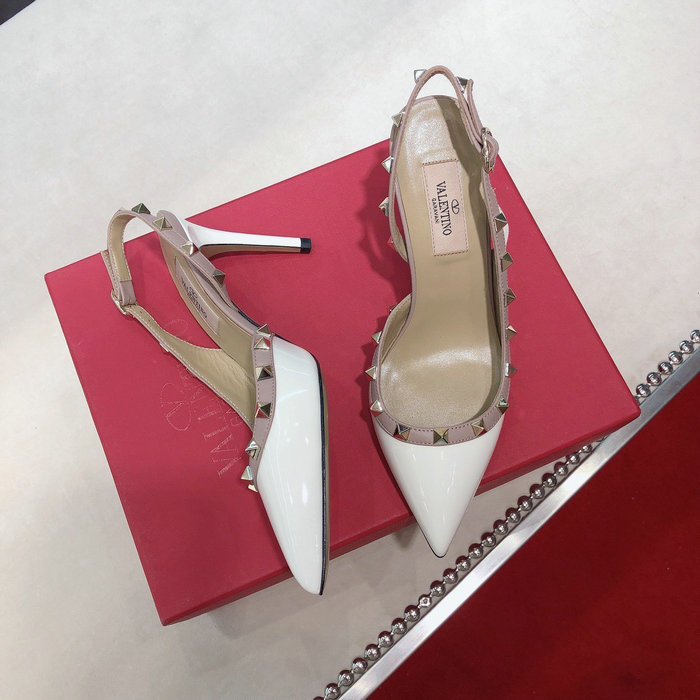 Valentino Patent Slingback Pump White VS03086