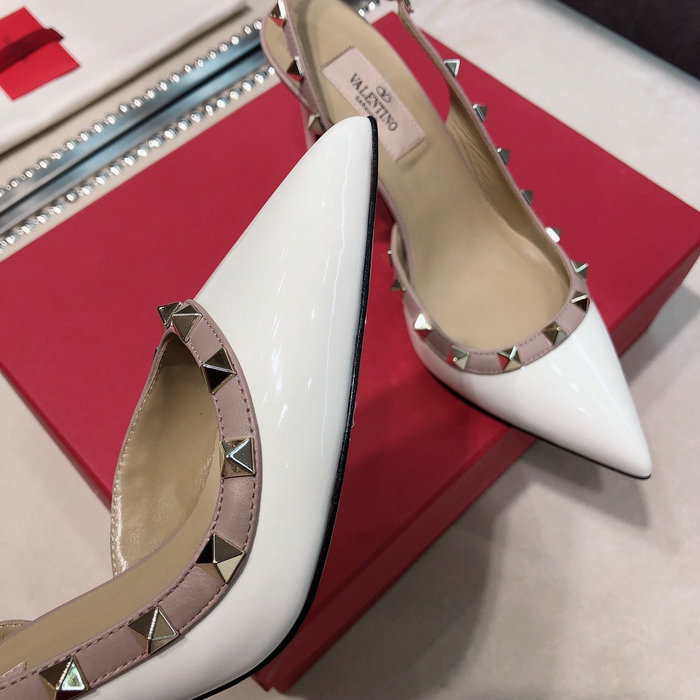 Valentino Patent Slingback Pump White VS03086