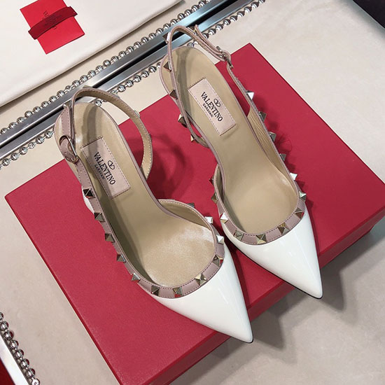 Valentino Patent Slingback Pump White VS03086