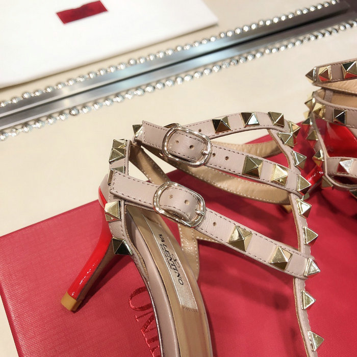 Valentino Rockstud Ankle Strap Patent Leather Pump Red VS03081