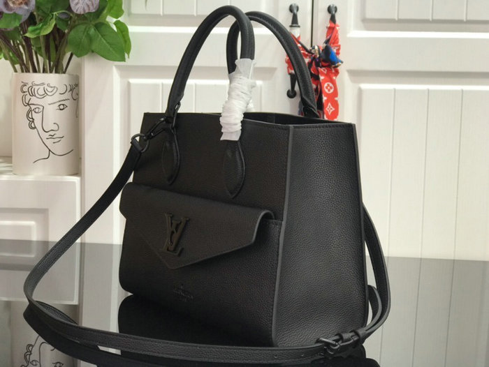 Louis Vuitton Soft Calfskin Lockme Tote PM Black M55845