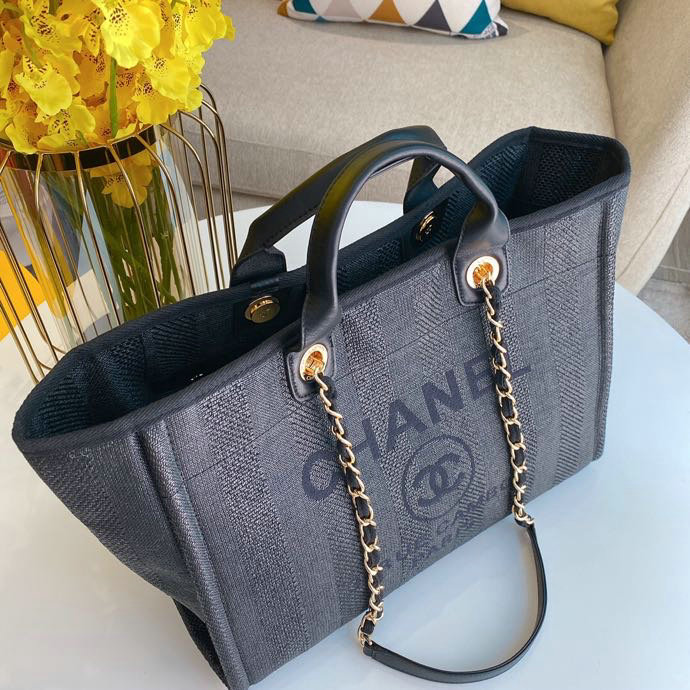 Chanel Canvas Cabas Tote Bag Black A66941