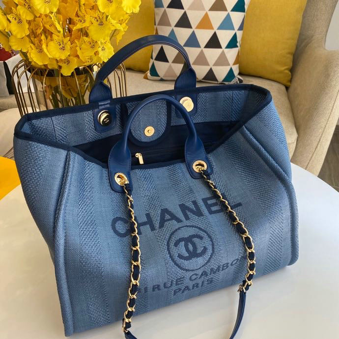 Chanel Canvas Cabas Tote Bag Blue A66941