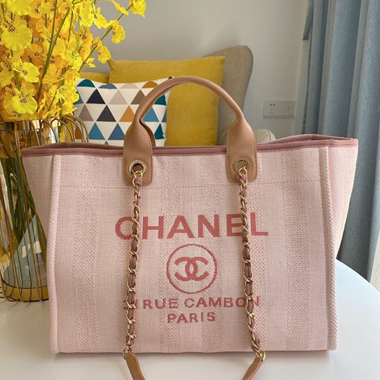 Chanel Canvas Cabas Tote Bag Pink A66941