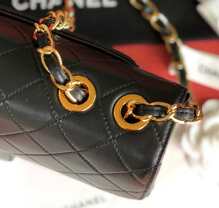 Chanel Lambskin Flap Bag Black A0881