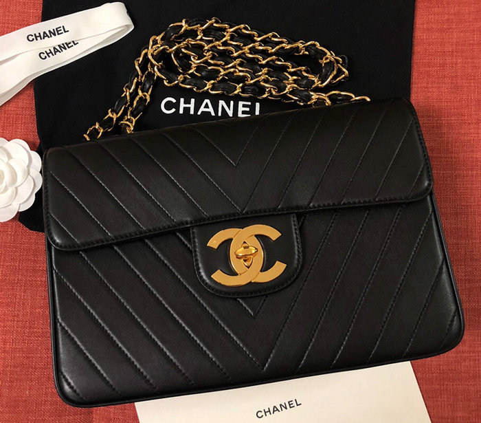 Chanel Lambskin Flap Bag Black A0882