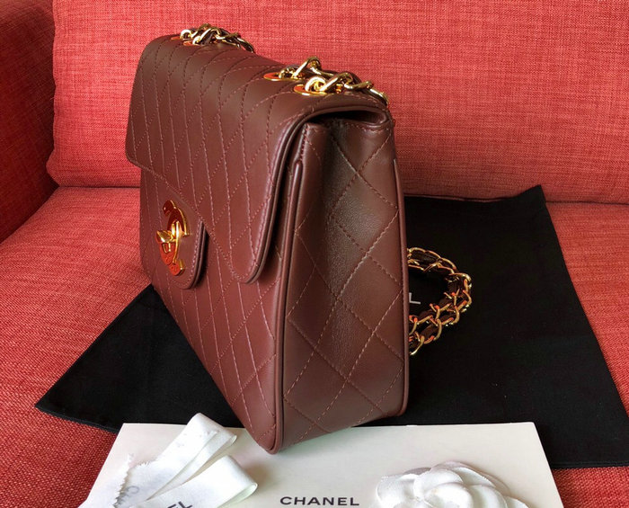 Chanel Lambskin Flap Bag Burgundy A0881