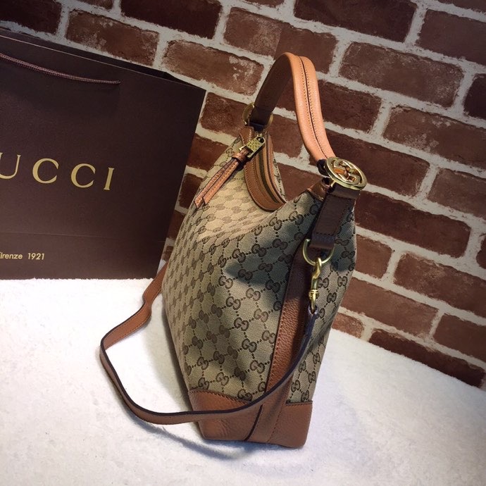 Gucci Brie Women GG canvas Hobo Bag Brown 326514