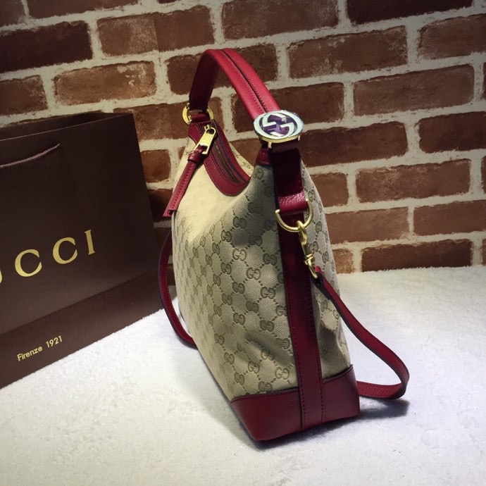 Gucci Brie Women GG canvas Hobo Bag Burgundy 326514