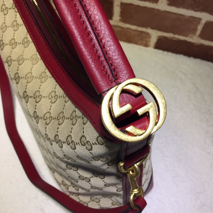 Gucci Brie Women GG canvas Hobo Bag Burgundy 326514