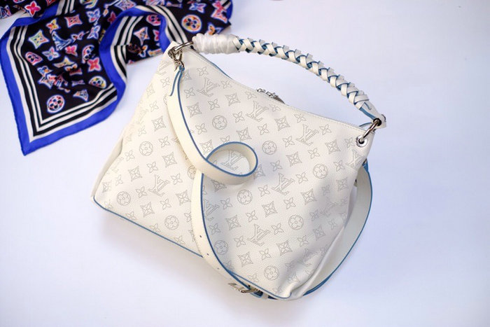 Louis Vuitton Mahina Leather Beaubourg Hobo MM White M56201