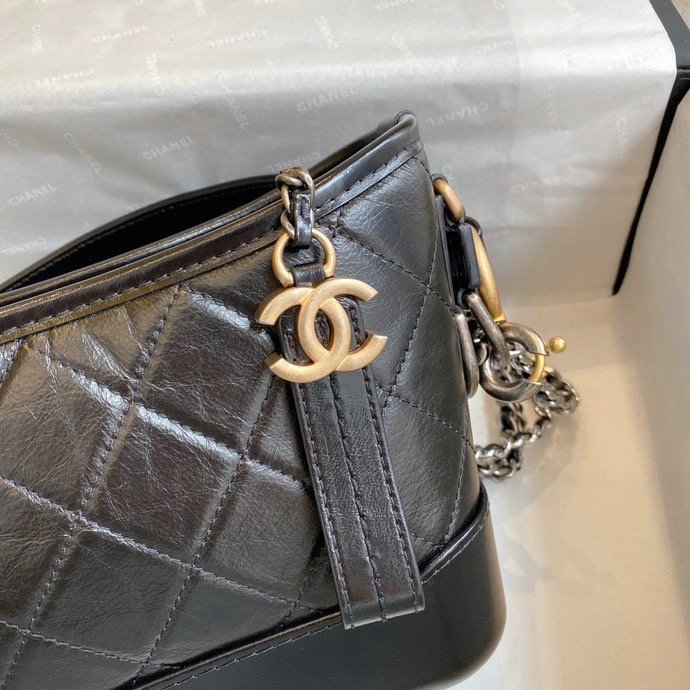 Chanel Aged Calfskin Small Gabrielle Hobo Bag Black AS0865