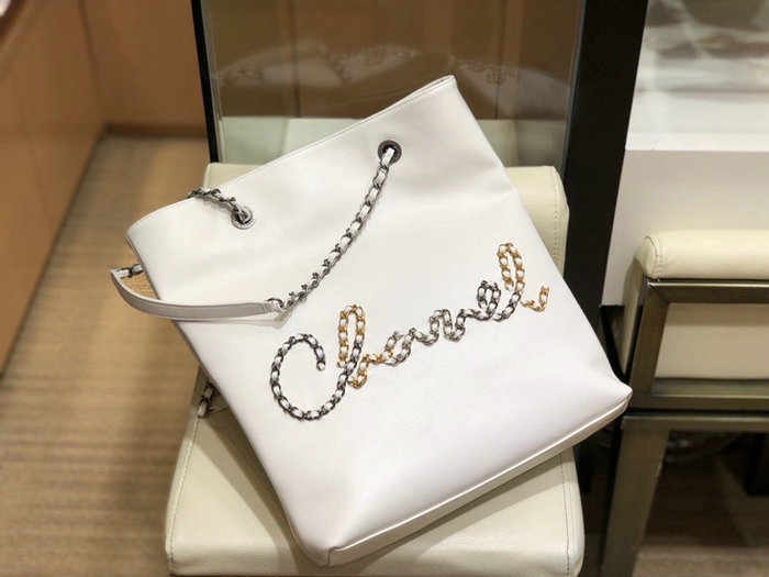 Chanel Calfskin Shopping Bag White AS168