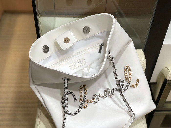 Chanel Calfskin Shopping Bag White AS168