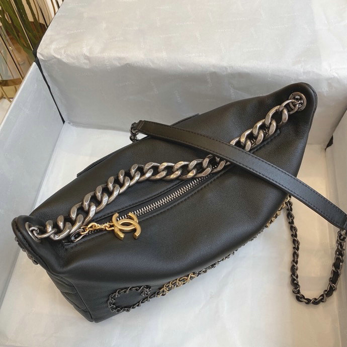 Chanel Calfskin Shoulder Bag Black AS1886