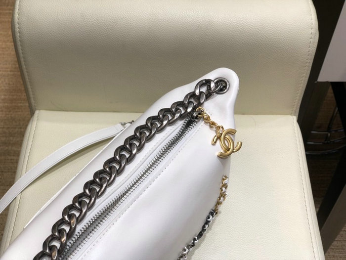 Chanel Calfskin Shoulder Bag White AS1886