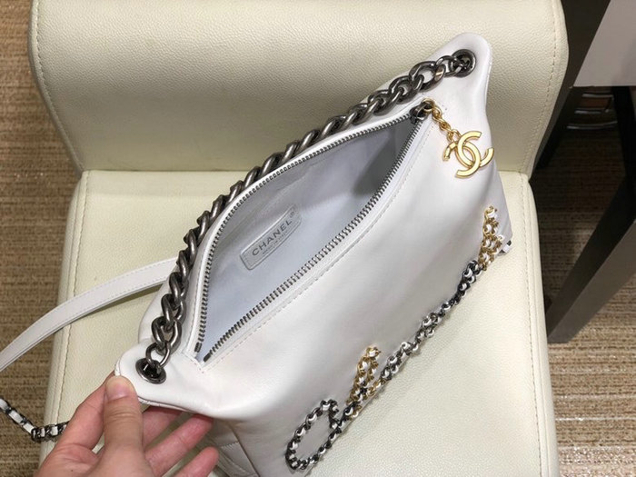 Chanel Calfskin Shoulder Bag White AS1886