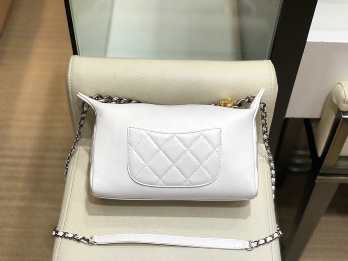 Chanel Calfskin Shoulder Bag White AS1886