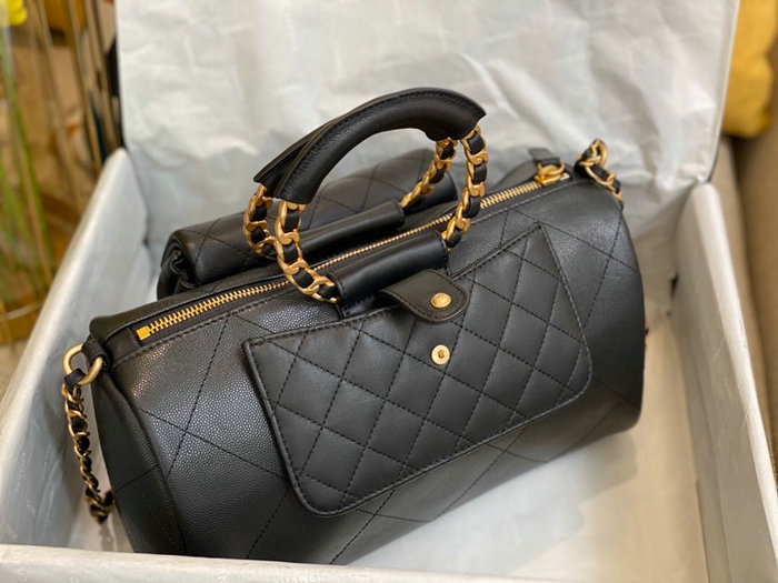 Chanel Grain Calfskin Top Handle Bag Black A06054