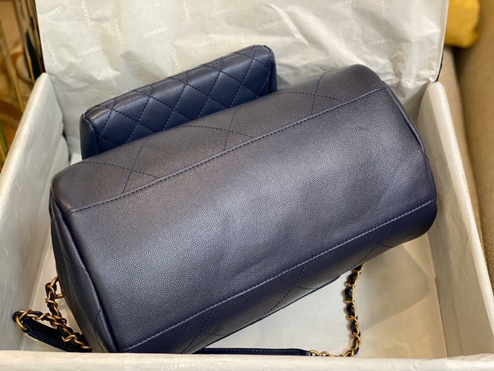 Chanel Grain Calfskin Top Handle Bag Blue A06054